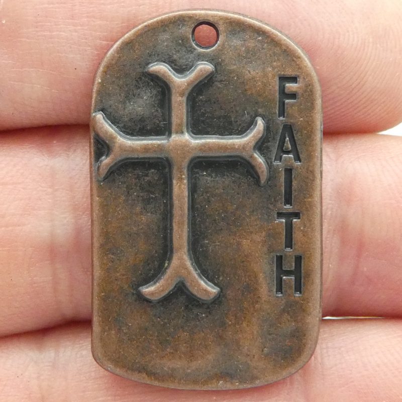 2 Faith Charm with Cross Dog Tag Copper by TIJC SP1831 - Image 2