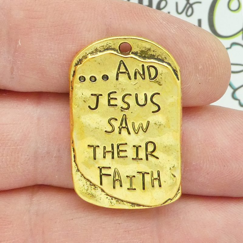2 Faith Charm with Cross Dog Tag Gold by TIJC SP1834 - Image 3