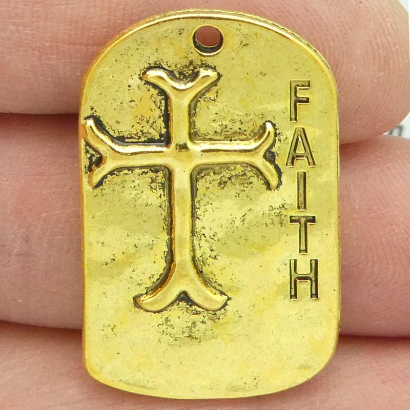 2 Faith Charm with Cross Dog Tag Gold by TIJC SP1834 - Image 5