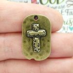 Dog Tag Cross Charm