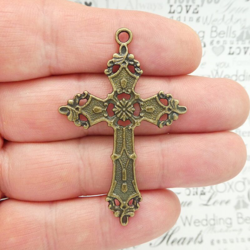Ornate Cross Charms for Jewelry Making