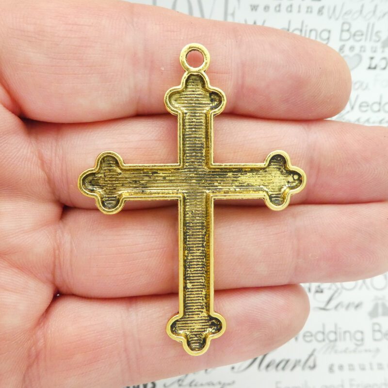 BULK 8 Orthodox Gold Cross Pendant Large by TIJC SP1845B - Image 3