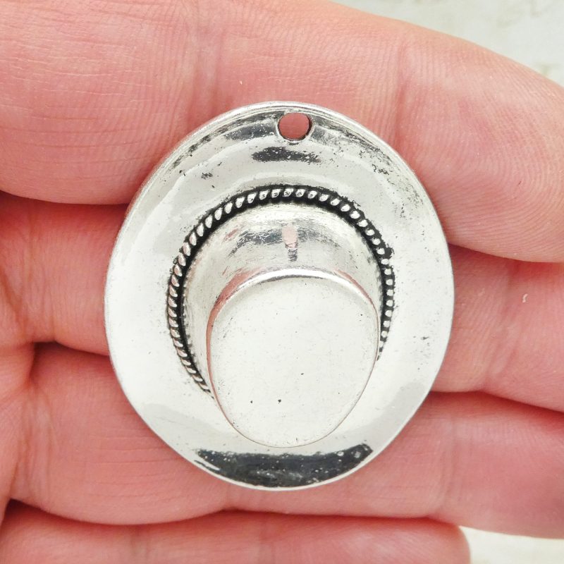 silver cowboy hat pendant