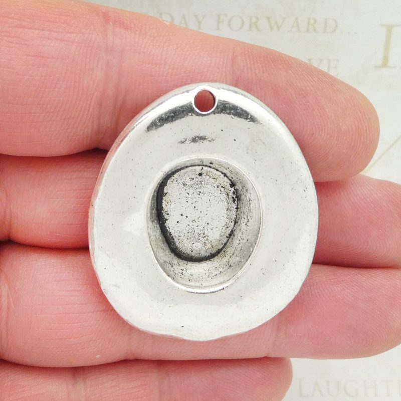 1 Cowboy Hat Charm Silver Large by TIJC SP1846 - Image 2