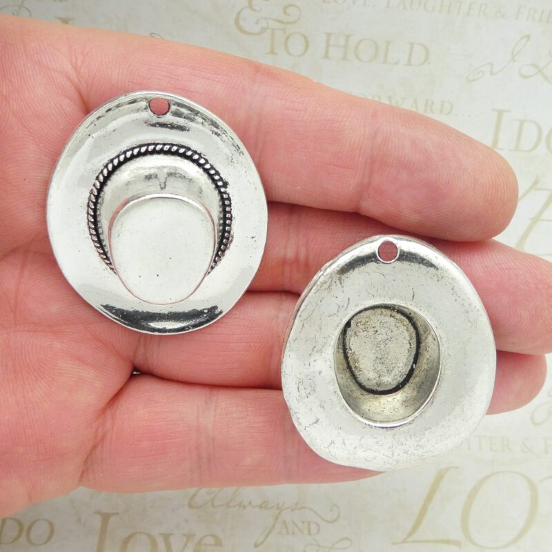 silver cowboy hat charm