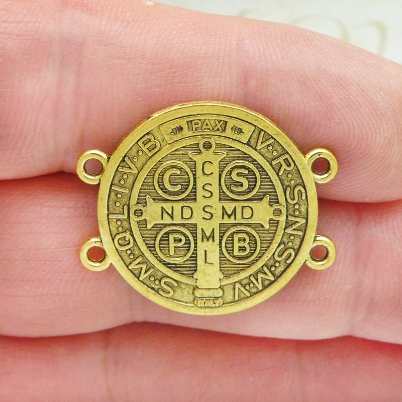 BULK 12 St Benedict Bracelet Connector Medal Gold by TIJC SP1847B - Image 5