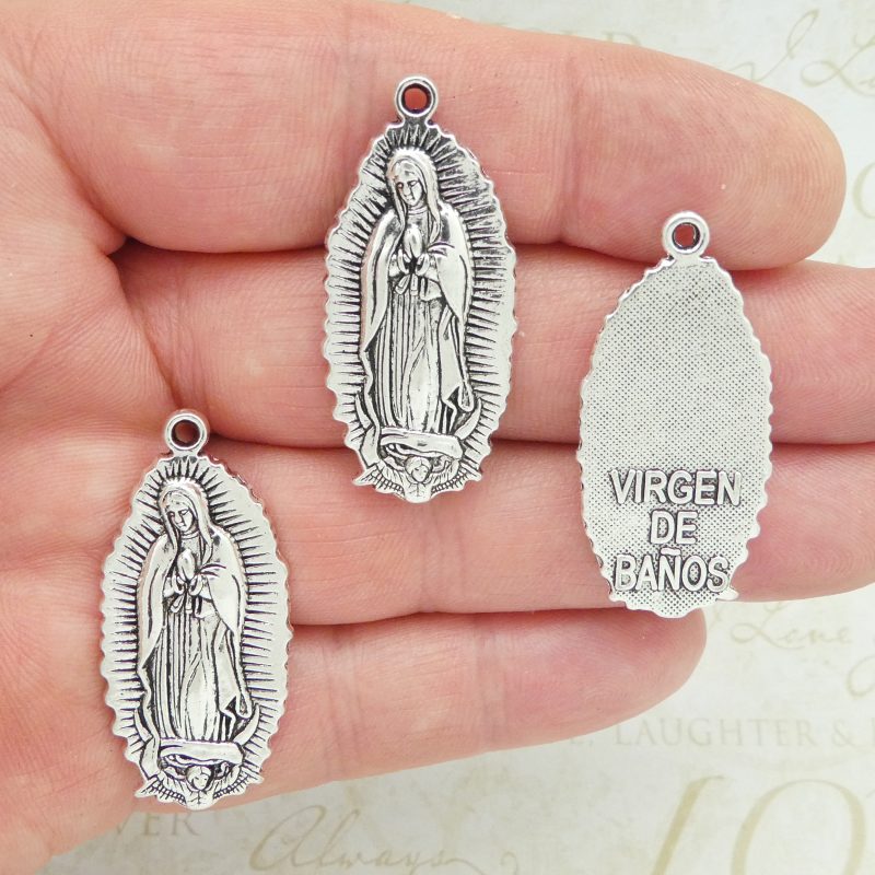 2 Oval Silver Our Lady of Guadalupe Medals for Sale by TIJC SP1848 - Image 5