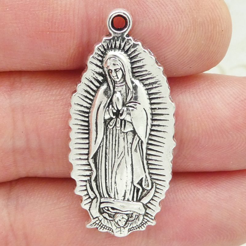 2 Oval Silver Our Lady of Guadalupe Medals for Sale by TIJC SP1848 - Image 2