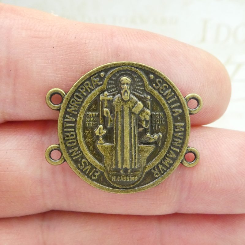 3 St Benedict Bracelet Connector Medal Bronze by TIJC SP1851 - Image 2
