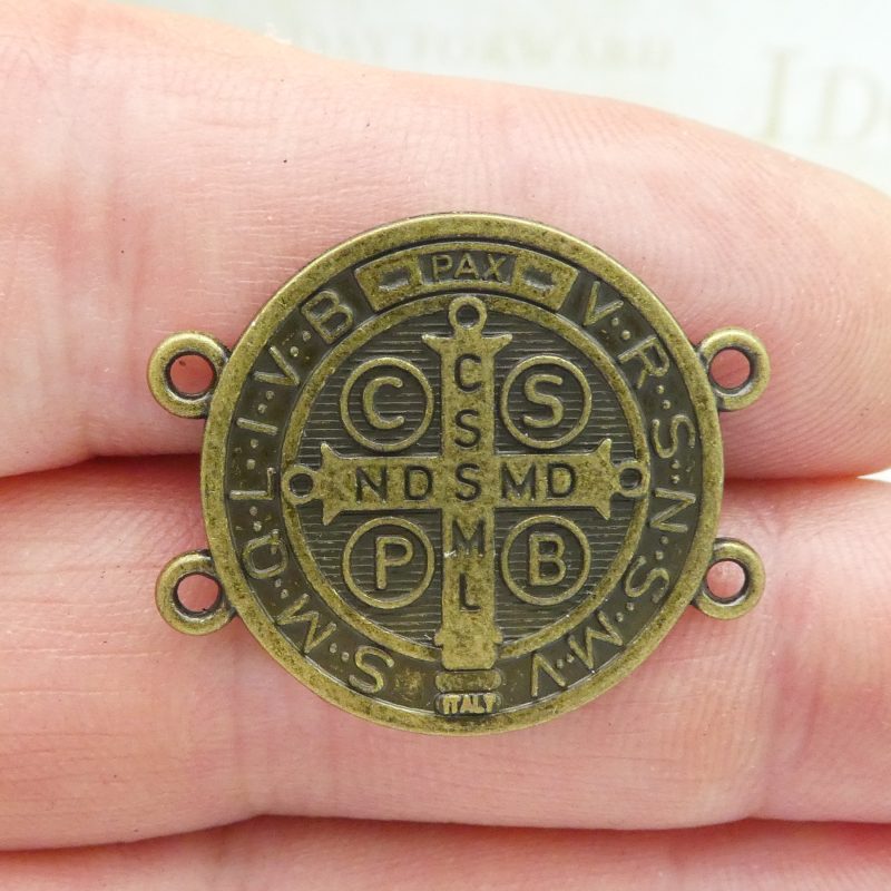 3 St Benedict Bracelet Connector Medal Bronze by TIJC SP1851 - Image 4