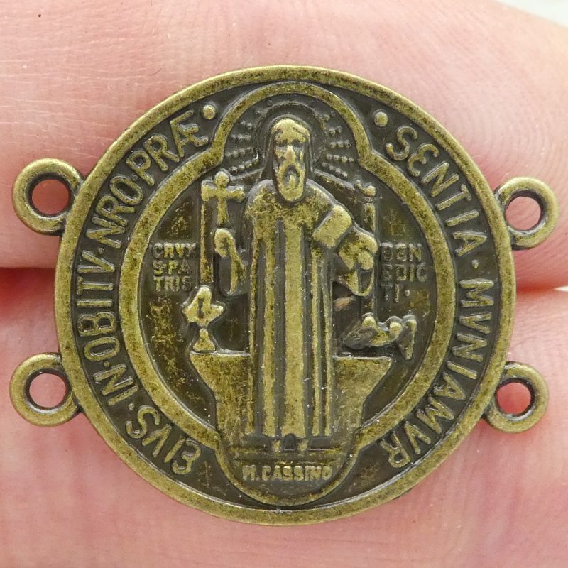 3 St Benedict Bracelet Connector Medal Bronze by TIJC SP1851 - Image 3