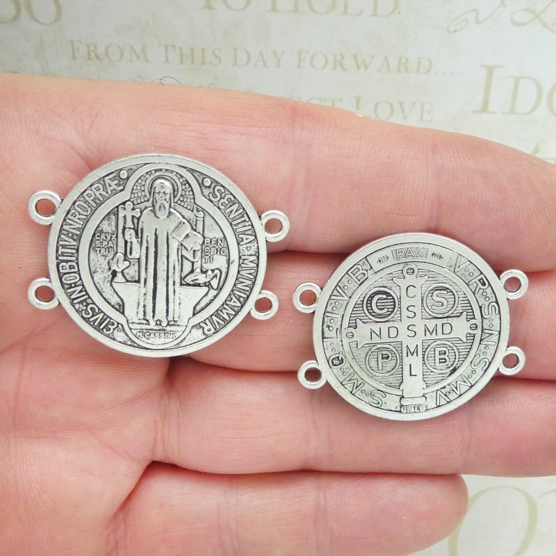 2 St Benedict Bracelet Connector Medal Bronze by TIJC SP1852 - Image 4