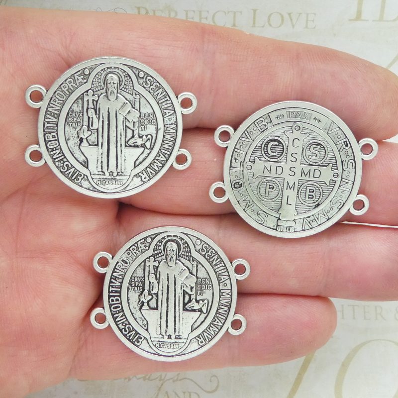 2 St Benedict Bracelet Connector Medal Bronze by TIJC SP1852 - Image 5