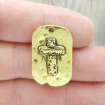 Dog Tag Cross Charm