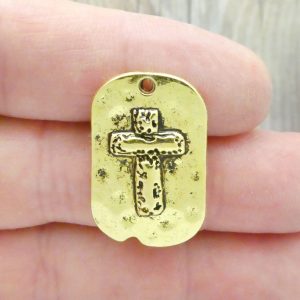 Dog Tag Cross Charm