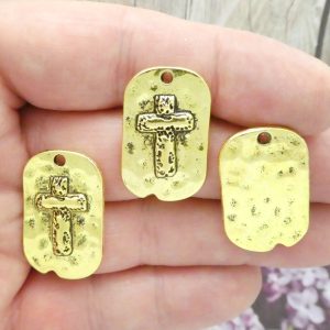 Dog Tag Cross Charms Bulk