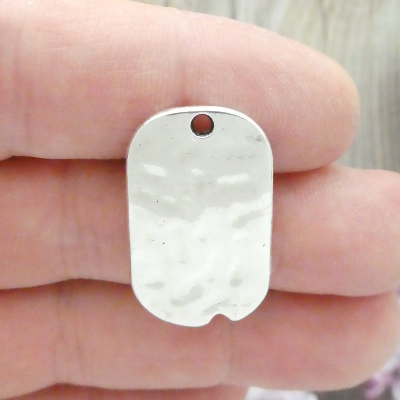 BULK 8 Dog Tag Silver Hammered Cross Charm Pendant by TIJC SP1856B - Image 3