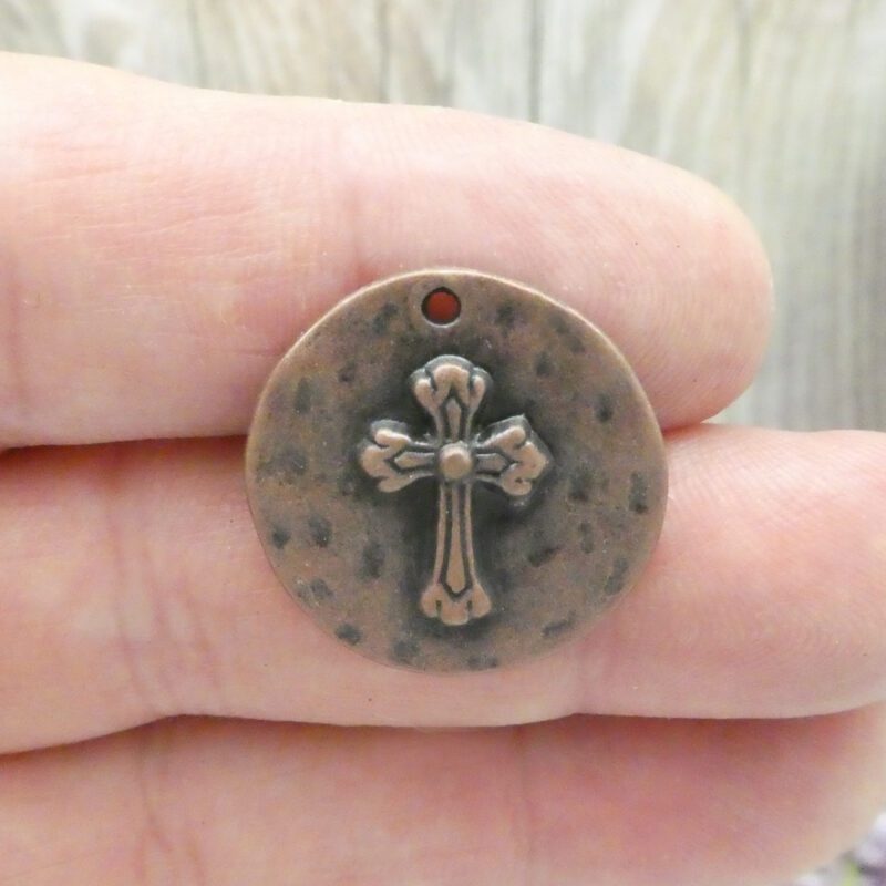 Hammered Cross Charms Bulk