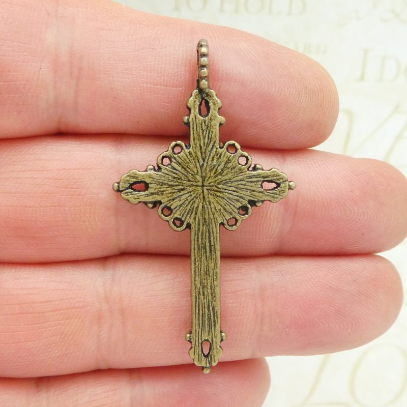 BULK 8 Bronze Crucifix Cross Charm Pendant by TIJC SP1869B - Image 4
