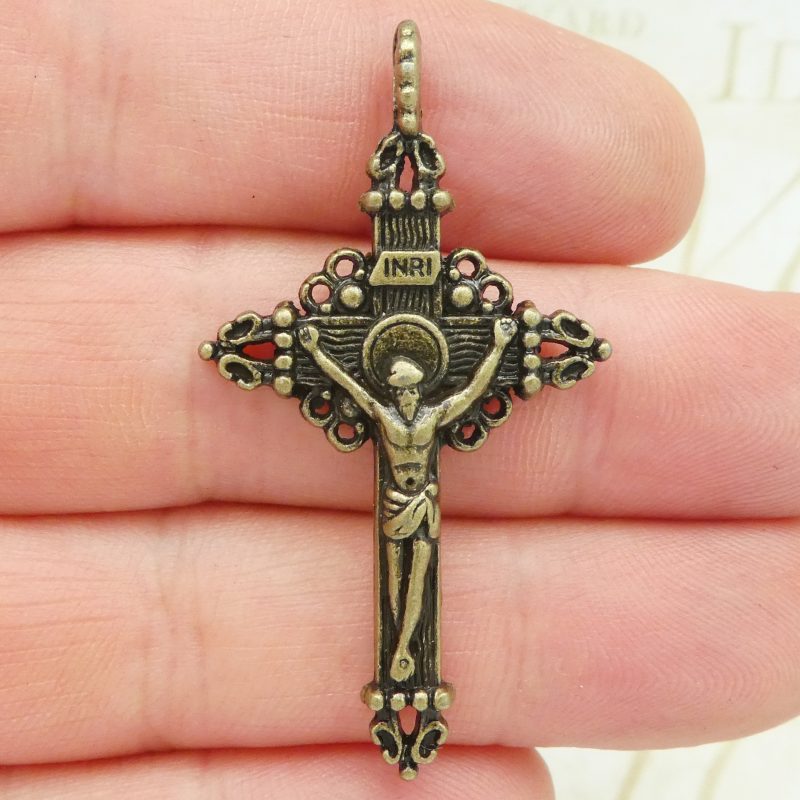bronze crucifix rosary parts