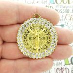 1 St Benedict Medal Gold with Crystal by TIJC SP1877