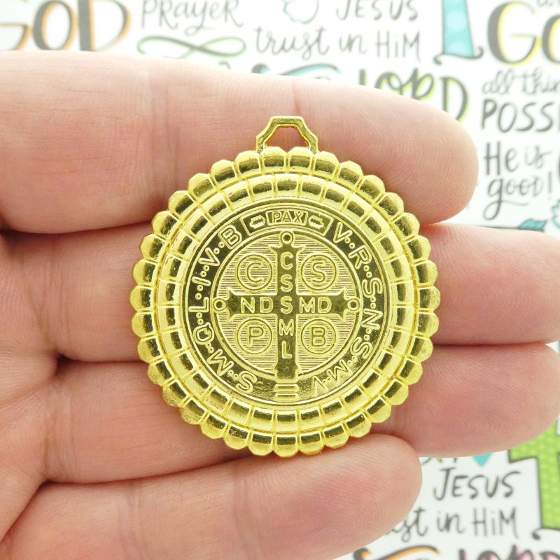 1 St Benedict Medal Gold with Crystal by TIJC SP1877 - Image 3