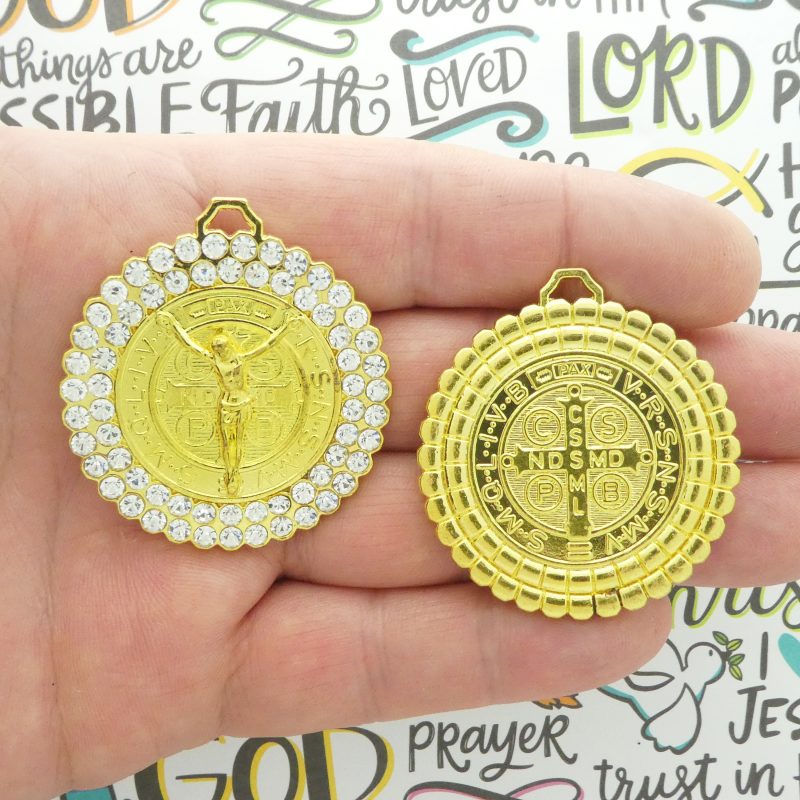1 St Benedict Medal Gold with Crystal by TIJC SP1877 - Image 4