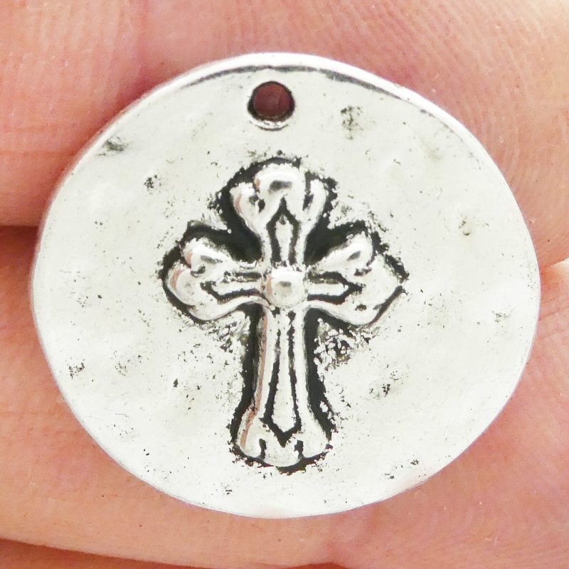 Hammered Cross Charm