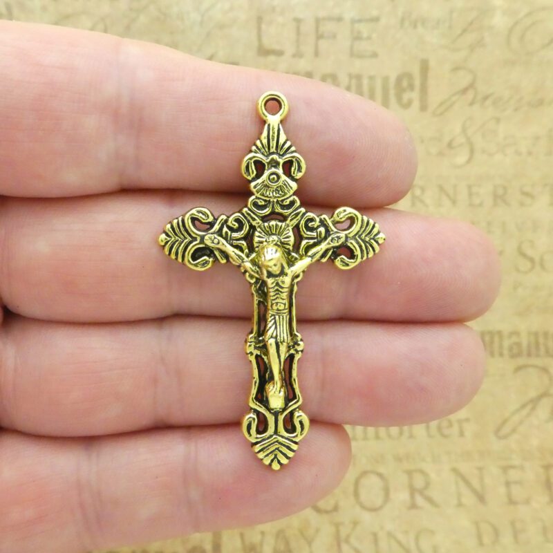 gold crucifix pendants for rosaries