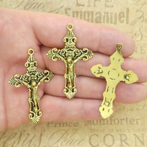 gold crucifix pendants wholesale