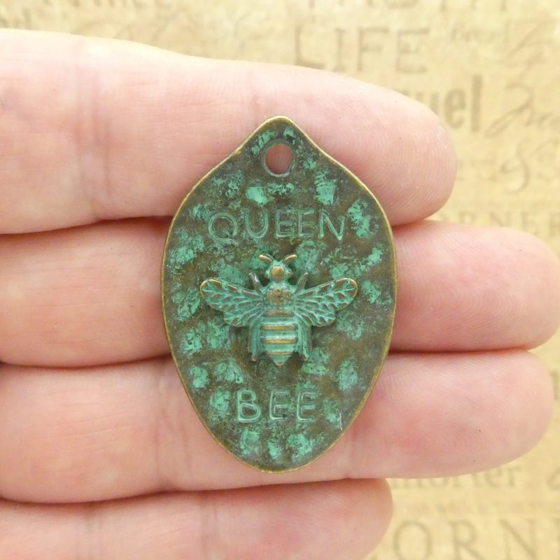 1 Mardi Gras Queen Bee Pendant in Bronze Pewter by TIJC SP1899