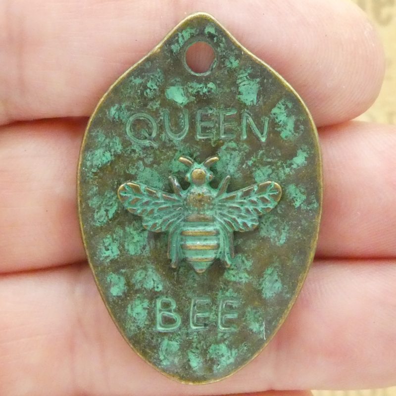 1 Mardi Gras Queen Bee Pendant in Bronze Pewter by TIJC SP1899 - Image 2