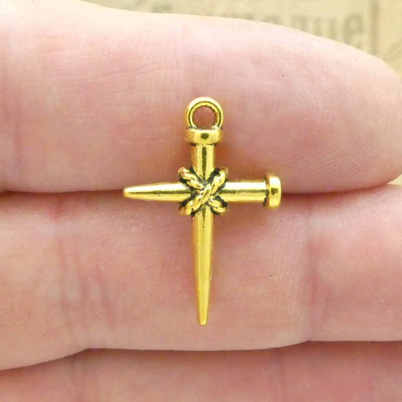 Nail Cross Charms for Jewelry Making