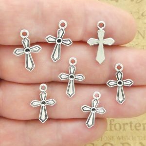 Tiny Silver Cross Charms Wholesale