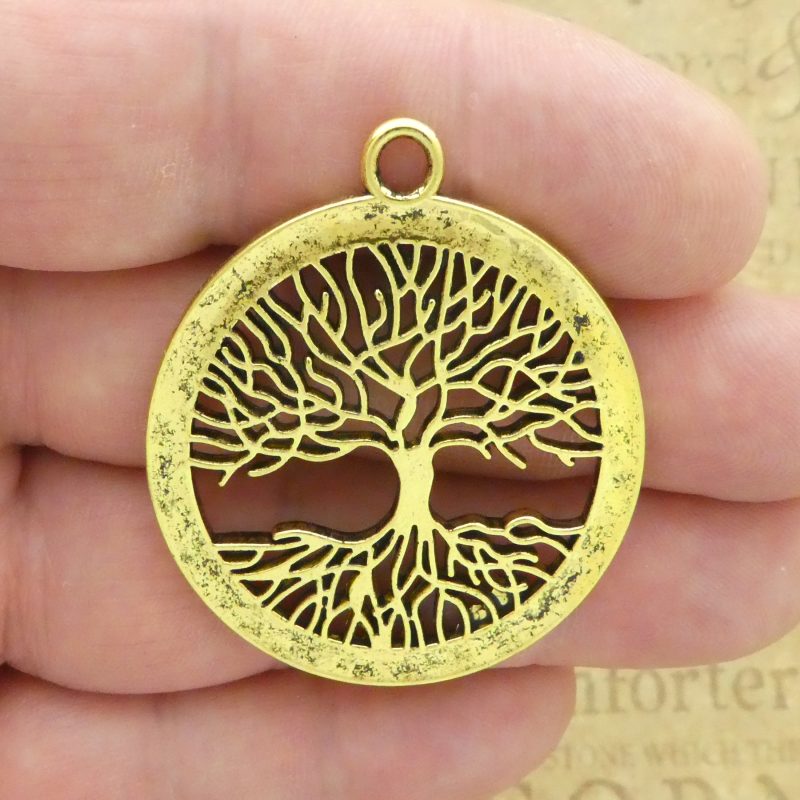 Bulk 4 Gold Tree Pendant Disk by TIJC SP1907B - Image 4