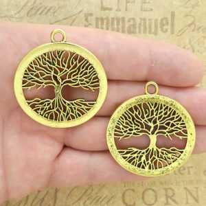 Bulk 4 Gold Tree Pendant Disk by TIJC SP1907B
