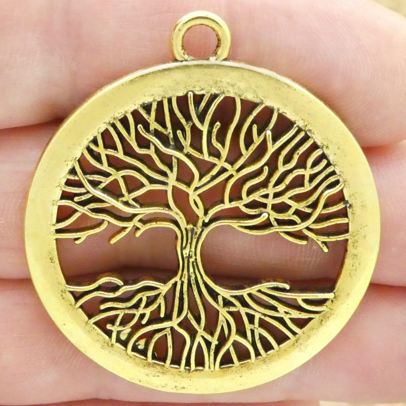 Bulk 4 Gold Tree Pendant Disk by TIJC SP1907B - Image 3