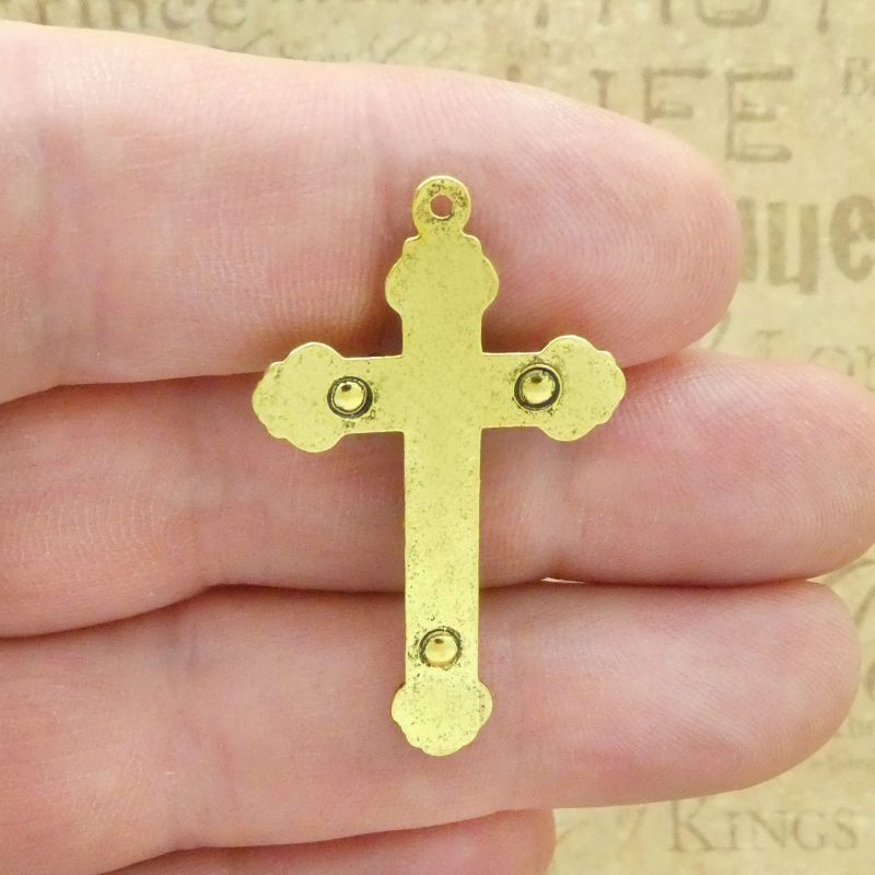 1 Gold Crucifix Cross Charm Pendant by TIJC SP1923 - Image 5
