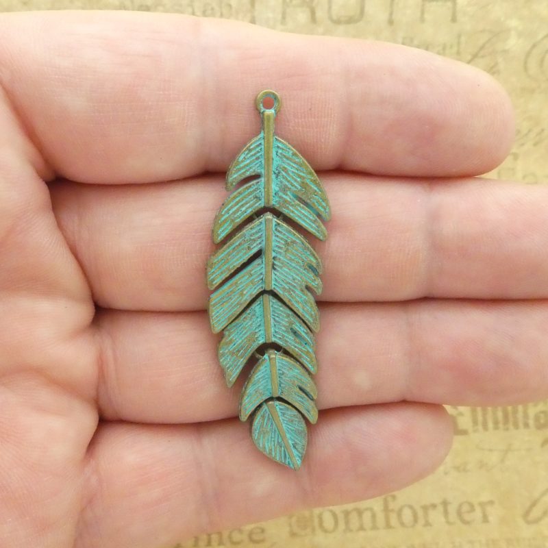 1 Gold Feather Charm Pendant Large by TIJC SP1926