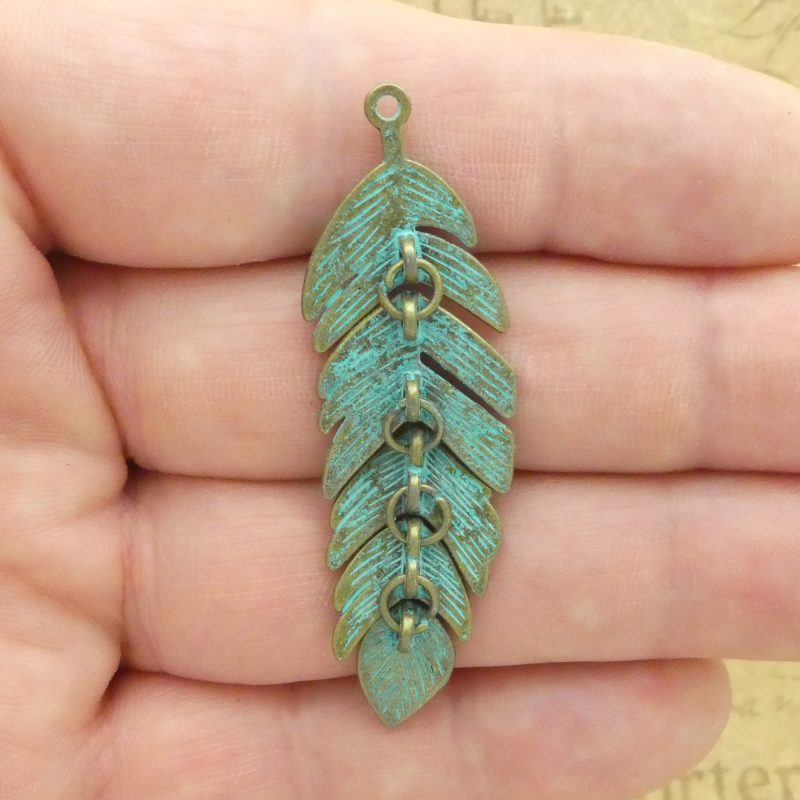 1 Gold Feather Charm Pendant Large by TIJC SP1926 - Image 3