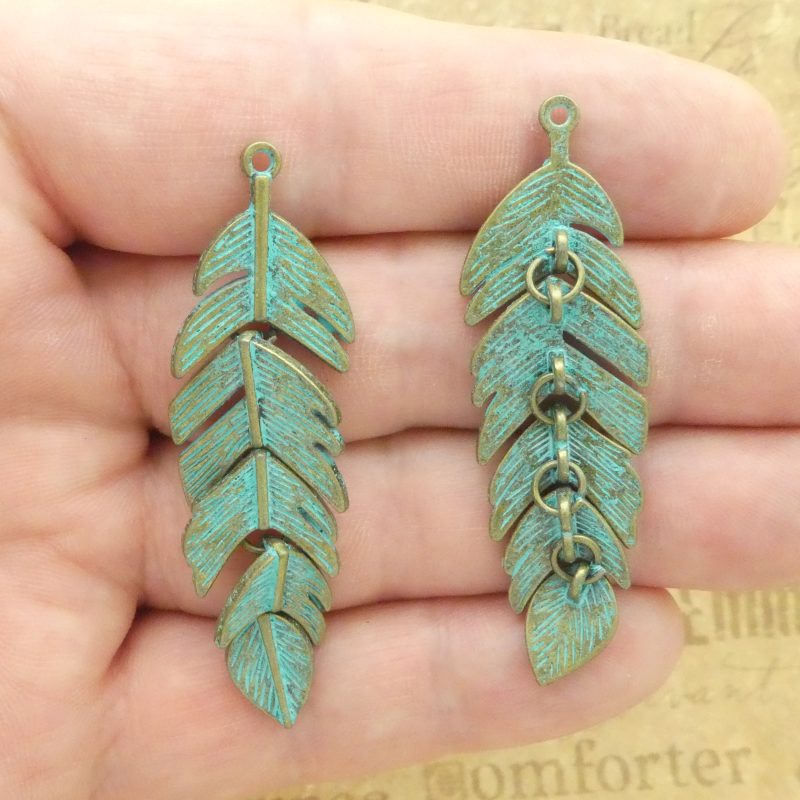 1 Gold Feather Charm Pendant Large by TIJC SP1926 - Image 4