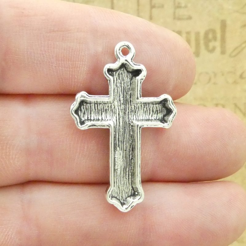 5 Heart Cross Charm Pendant Silver by TIJC SP1927 - Image 3