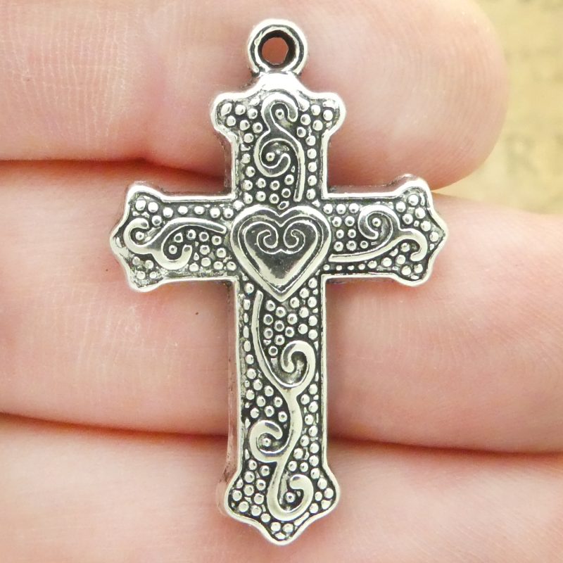 Heart Cross Charms for Jewelry Making