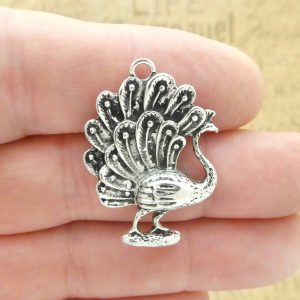 Silver Peacock Charm