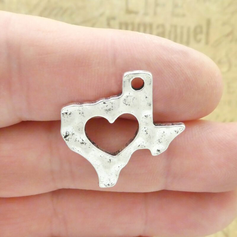 BULK 12 Silver Texas Charm Pendant with Open Heart 28x27mm by TIJC SP1937B - Image 4