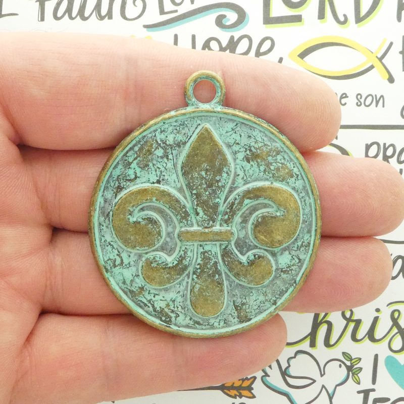 1 Fleur de Lis Charm Pendant Gold with Patina by TIJC SP1941
