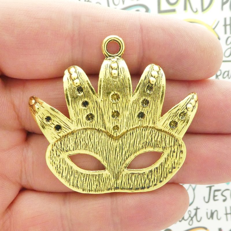 BULK 4 Gold Mask Charm Pendant by TIJC SP1942B - Image 3
