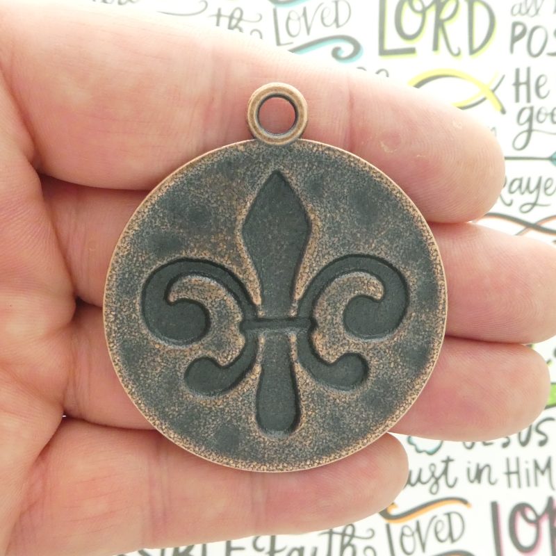 1 Fleur de Lis Charm Pendant Copper by TIJC SP1943 - Image 3