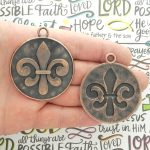 BULK 3 Fleur de Lis Charm Pendant Copper by TIJC SP1943B