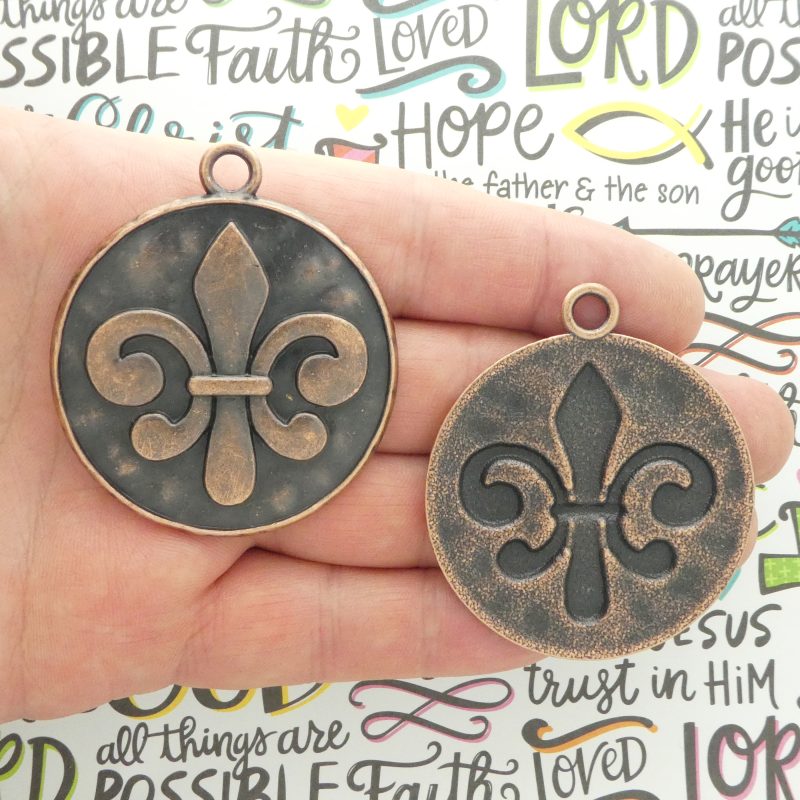 1 Fleur de Lis Charm Pendant Copper by TIJC SP1943 - Image 4